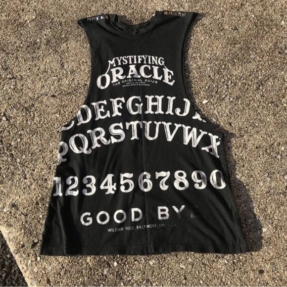 Ouija Board tee Shirt Black Mystifying Oracle Chopped Tank Top Small Exorcist - Picture 1 of 3